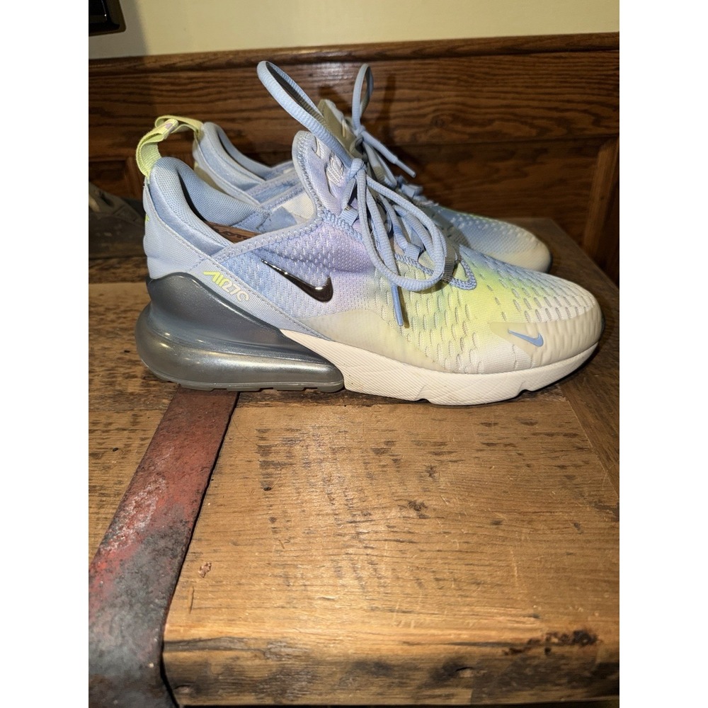 Nike Air Max 270 Shoes Women's 10 Aluminum Blue Metallic Silver IB7937-468